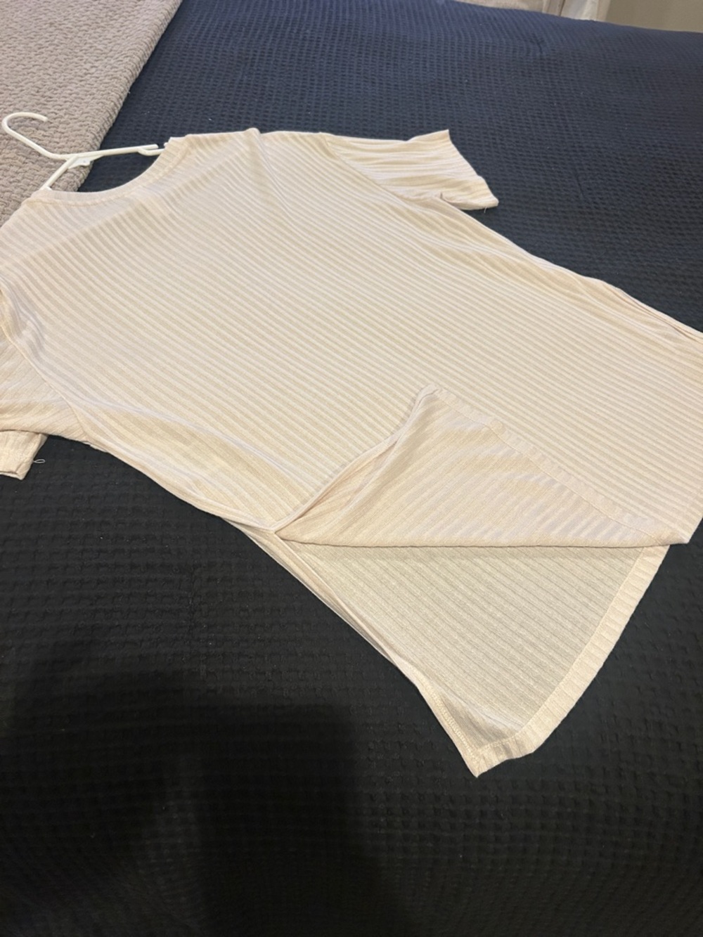 H&M Cream Ribbed Short Sleeve Top - Picture 3 of 3